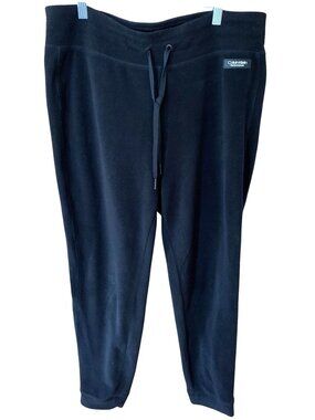 Calvin Klein Performance L Black Fleece Jogger Pants Drawstring Athleisure
